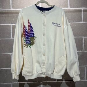 Vintage Cream Painted Button Up Pullover